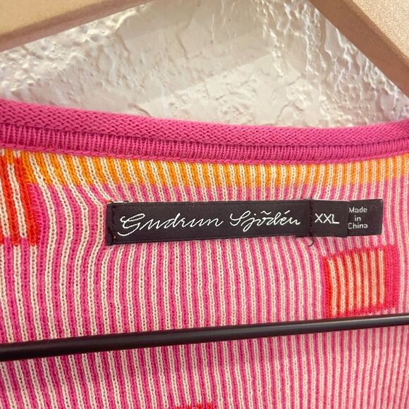 Gudrun Sjoden Orange Geometric Knit Cardigan XXL – Boho Lagenlook Style Organic - Picture 2 of 7